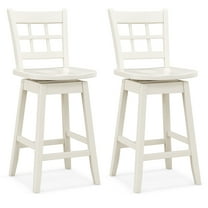 Gymax 2PCS 24.5 Inch Counter Height Bar Chairs Swivel Bar Stools w/ Hollow Backrest White