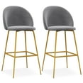 thumbnail image 1 of Gymax 2PCS 29'' Bar Stool Velvet Upholstered Bar Height Chairs w/ Footrest, 1 of 8