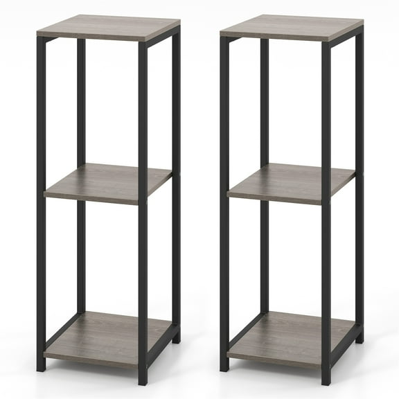 Gymax 2PCS 3 Tier Tall Metal Plant Stand Corner Plant Holder w/ Metal Frame