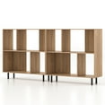 thumbnail image 1 of Gymax 2PCS 4 Cubby Open Bookcase 3-Tier Freestanding Bookshelf w/ Detachable Metal Legs Natural, 1 of 10