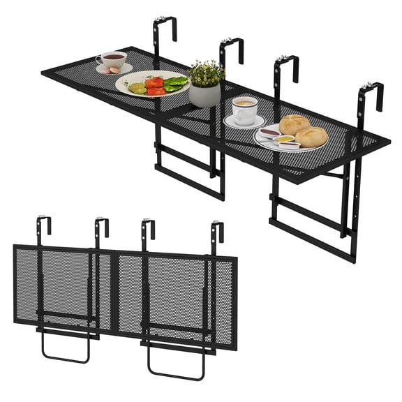Gymax 2PCS 48'' Connectable Metal Folding Hanging Bar Table w/5-Level Adjustable Height