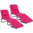 thumbnail image 1 of Gymax 2PCS Folding Face Down Tanning Chair Beach Lounge Chair w/ Face Hole Pink, 1 of 10