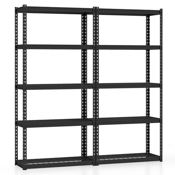 Gymax 2PCS 5-Tier Storage Shelf Heavy Duty Storage Utility Rack Shelf w/Anti-tipping Device