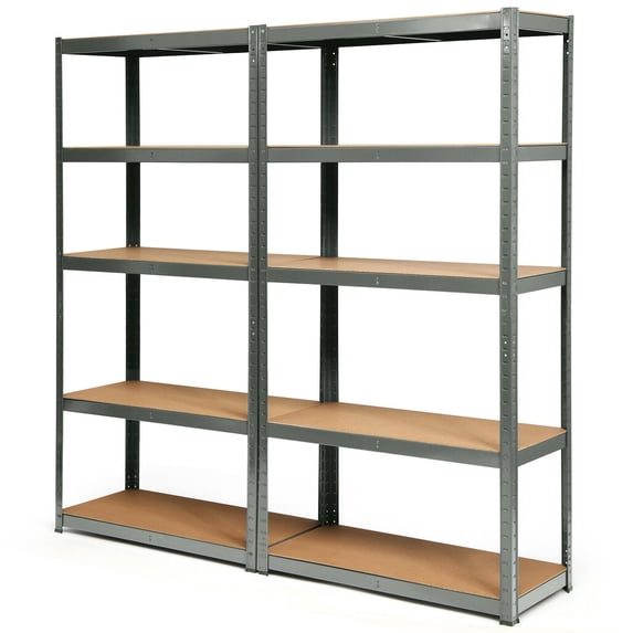 Gymax 2PCS 72'' Metal 5-Tier Garage Storage Rack Shelf Adjustable Freestanding Gray