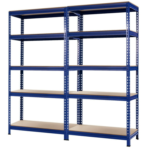 Gymax 2PCS 73'' Metal 5-Tier Garage Storage Rack Shelf Freestanding w/ Adjustable Unit Blue