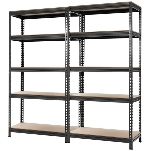 Gymax 2PCS 73'' Metal 5-Tier Garage Storage Rack Shelf Freestanding w/ Adjustable Unit Grey