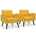 thumbnail image 1 of Gymax 2PCS Accent Armchair Single Sofa Chair Home Office w/ Wooden Legs Yellow, 1 of 8