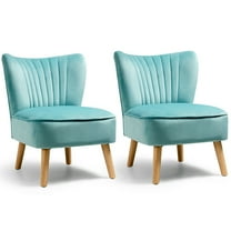 Gymax 2PCS Accent Chair Leisure Chair Single Sofa Armless w/ Wood Legs Green