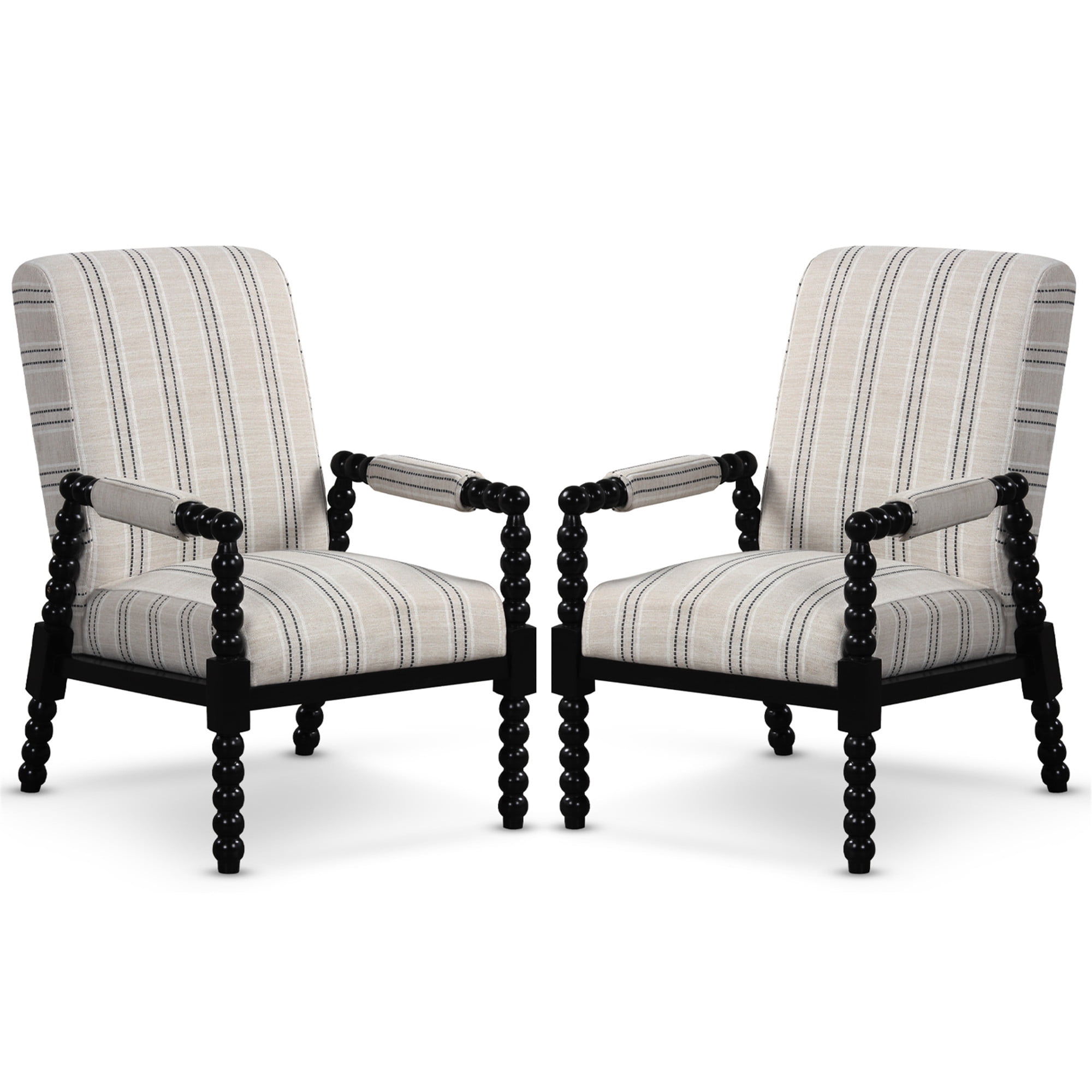 Gymax 2PCS Accent Chair Upholstered Armchair w/ Rubber Wood Frame