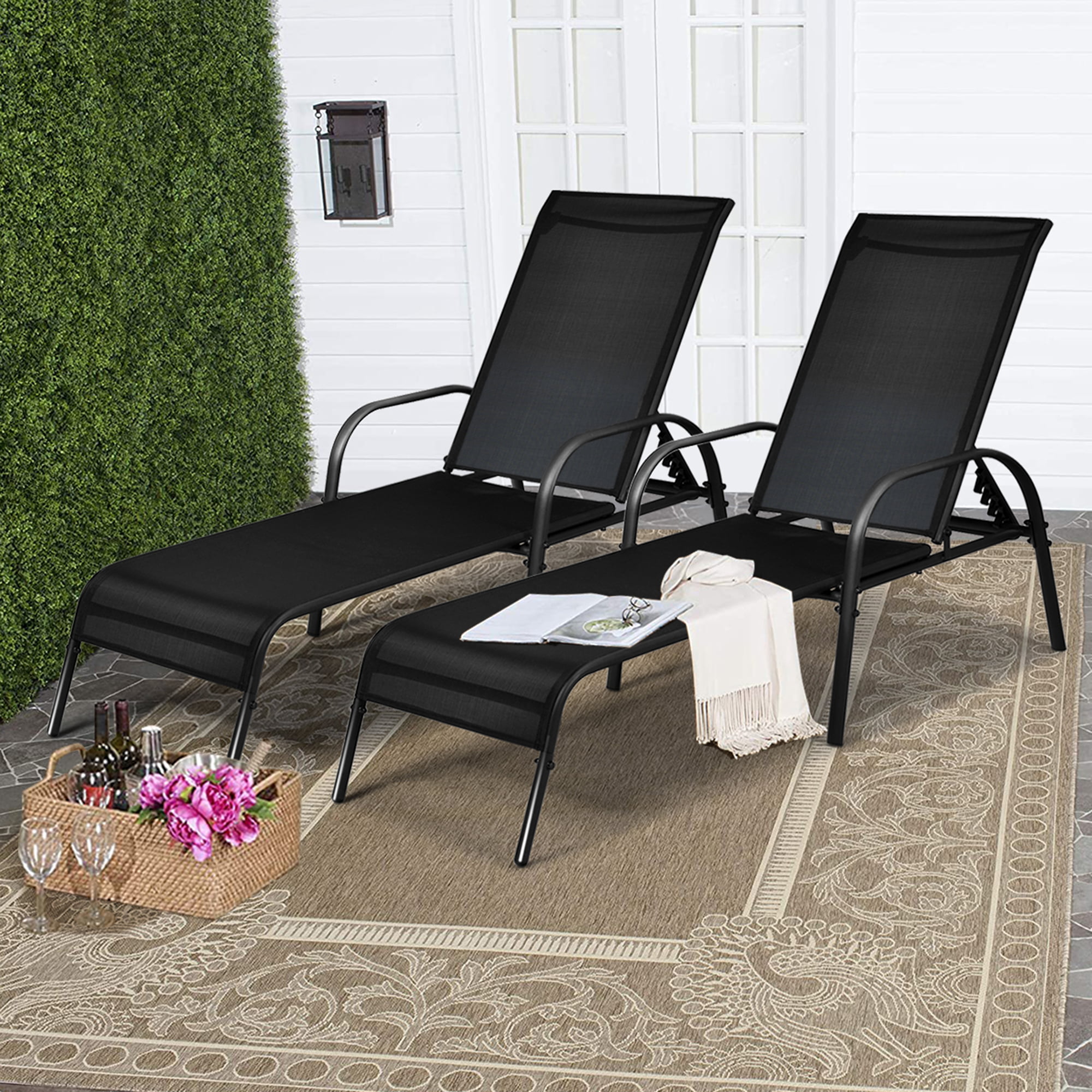 Gymax Adjustable Chaise Lounge Chair Recliner Patio Yard Outdoor w