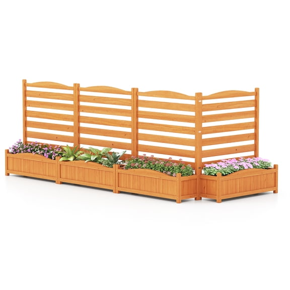 Gymax 2PCS Air Conditioner Fence w/Planter Box 2-Panel Freestanding Privacy Screen