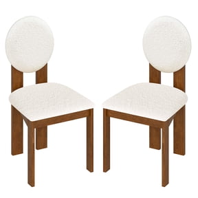 Gymax 2PCS Dining Chairs Upholstered Sherpa Fabric Kitchen Chairs w/ Rubber Wood Legs