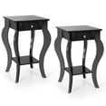 thumbnail image 1 of Gymax 2PCS End Table Accent Side Table Nightstand w/ Drawer & Bottom Shelf Black, 1 of 10