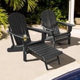 thumbnail image 1 of Gymax 2PCS Folding Adirondack Chair HDPE Patio Lounge Chair w/ Retractable Ottoman Black, 1 of 6