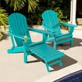 thumbnail image 1 of Gymax 2PCS Folding Adirondack Chair HDPE Patio Lounge Chair w/ Retractable Ottoman Turquoise, 1 of 6