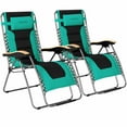 thumbnail image 1 of Gymax 2PCS Folding Zero Gravity Chair Padded Lounge Chair w/ Beech Armrests Turquoise, 1 of 10