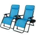 thumbnail image 1 of Gymax 2PCS Folding Zero Gravity Lounge Chair Recliner w/ Cup Holder Pillow Blue, 1 of 9