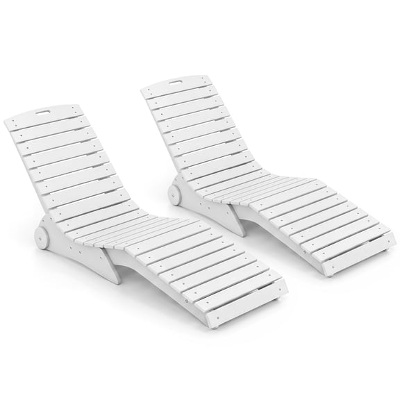 Gymax 2PCS In-Pool Lounge Chair Ergonomic S-Curve HDPE Pool Chaise Lounger w/Wheels White