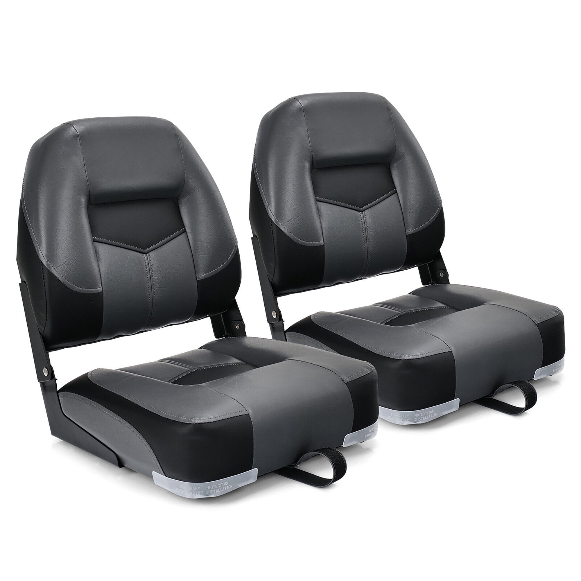 Gymax 2PCS Low Back Folding Fishing Boat Chairs with Stainless Steel Screws Black Grey Walmart