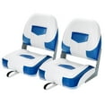 thumbnail image 1 of Gymax 2PCS Low Back Boat Seat Folding Fishing Boat Seat Stainless Steel Screws Blue & White, 1 of 10