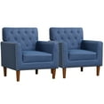 thumbnail image 1 of Gymax 2PCS Mid Century Modern Accent Chair w/Button Tufted Decoration Rivets Home Navy, 1 of 9