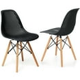 thumbnail image 1 of Gymax 2PCS Modern DSW Dining Chair Office Home w/ Mesh Design Wooden Legs Black, 1 of 10