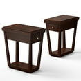 thumbnail image 1 of Gymax 2PCS Nightstand w/ Drawer Shelf End Side Table Rubber Wood Classic Espresso, 1 of 10