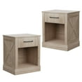 thumbnail image 1 of Gymax 2PCS Nightstand with Drawer and Shelf Rustic Wooden Bedside Table Bedroom Natural, 1 of 10
