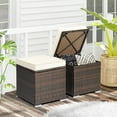 thumbnail image 1 of Gymax 2PCS Outdoor Patio Ottomans Hand-Woven PE Wicker Footstools w/ Removable Cushions Off White, 1 of 9