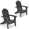 thumbnail image 1 of Gymax 2PCS Patio Folding Adirondack Chair Weather Resistant Cup Holder Yard Black, 1 of 8