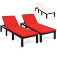 thumbnail image 1 of Gymax 2PCS Patio Lounge Chair Rattan Chaise w/ Adjustable Red & Off White Cushioned, 1 of 7