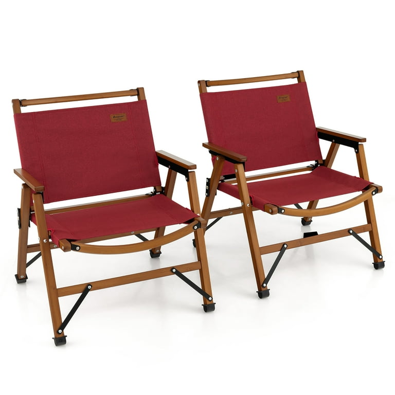 Gymax 2PCS Patio Portable Camping Chair Folding Compact Beach