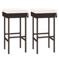 thumbnail image 1 of Gymax Patio Rattan Barstools Set of 2 Outdoor Wicker Bar Height Chairs w/ Footrest & Soft Cushions, 1 of 6