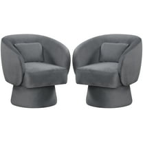 Gymax 2PCS Swivel Accent Chair w/ Back Removable Lumbar Pillow 360 Degree Rotating Function Gray