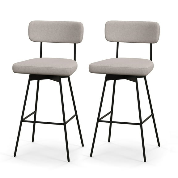 Gymax Bar Stools Set of 2 Modern Upholstered 360ºSwivel Bar Chairs 29'' Bar Height Barstools Beige