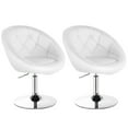 thumbnail image 1 of Gymax 2PCS Swivel Bar Stools Height Adjustable Round Tufted Back Bar Chairs White, 1 of 6