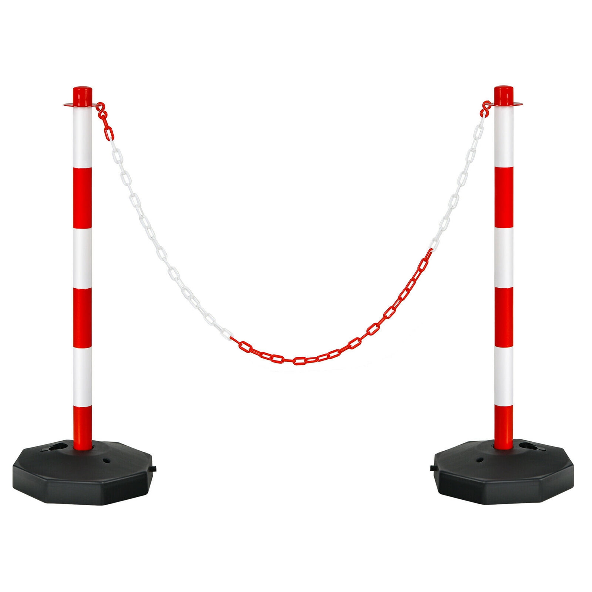 gymax-2pcs-traffic-delineator-pole-safety-caution-barrier-w-5ft-link