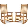 thumbnail image 1 of Gymax 2PCS Wood Rocking Chair Porch Rocker High Back Garden Seat Indonesia Teak, 1 of 10