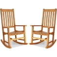 thumbnail image 1 of Gymax 2PCS Wood Rocking Chair Porch Rocker High Back Garden Seat Indonesia Teak, 1 of 10