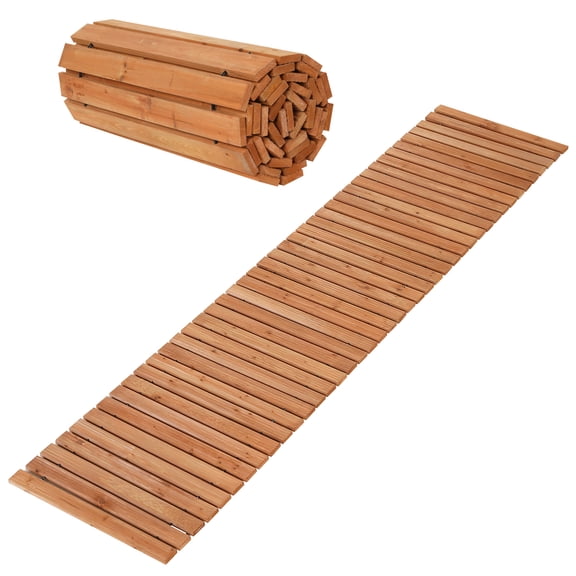 Gymax 2PCS Wooden Garden Pathway w/Non-Slip Surface Cedar Wood Decorative Boardwalk