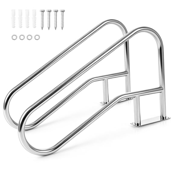 Gymax 2Pcs Pool Handrail50 x 30 Inch Pool Railing for Inground PoolsSafety Hand Rail