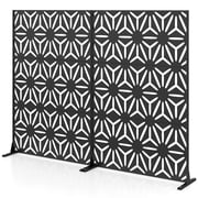 Gymax 2Pcs Privacy Screen72H x 48W Freestanding Fence Panel w/Stand&Expansion Bolts
