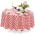 thumbnail image 1 of Gymax 2Pcs Red & White Gingham Checkered Tablecloth 90" Polyester Linen Wedding Party, 1 of 10