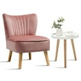thumbnail image 1 of Gymax 2pcs Accent Chairs & End Table Set Armless Velvet Sofa & Round Table, 1 of 10