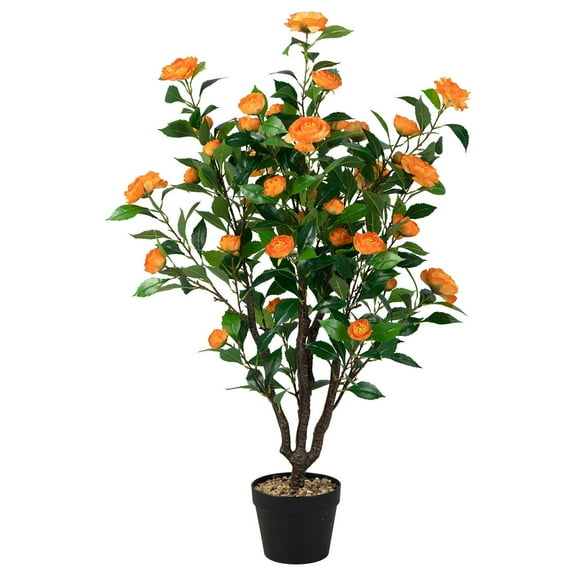 Gymax 3.3 FT Artificial Tree Artificial Camellia Tree Faux Plant for Indoor & Outdoor