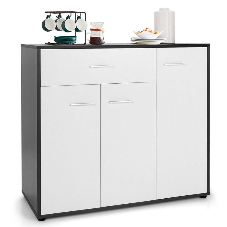 Gymax 3 Drawers Sideboard Buffet Cabinet Console Table Kitchen Storage Cupboard White Gymax 3 Drawers Sideboard Buffet Cabinet Console Table Kitchen Storage Cupboard White