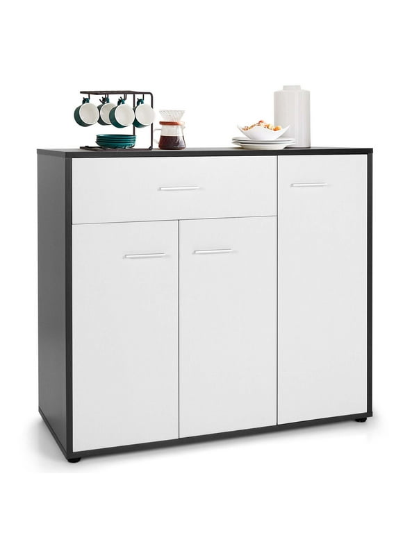 Gymax 3-Door Buffet Sideboard Kitchen Storage Cabinet Console Cupboard w/Drawer