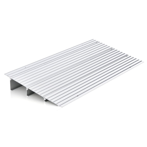 Gymax 3 in Silver aluminum adjustable door threshold ramp for wheelchair entry, 34 in x 16.5 in x 3 in