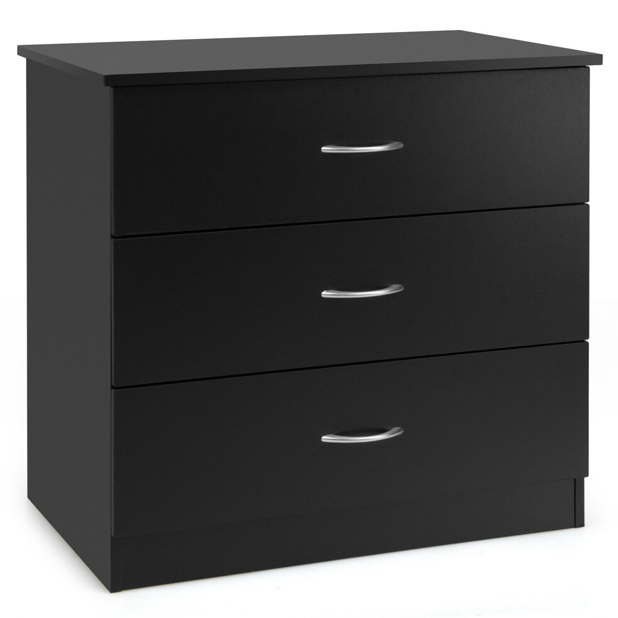 Three Drawer Gymax 3 Drawer Dresser Chest of Drawer w/Wide Storage Space Organizer ...
