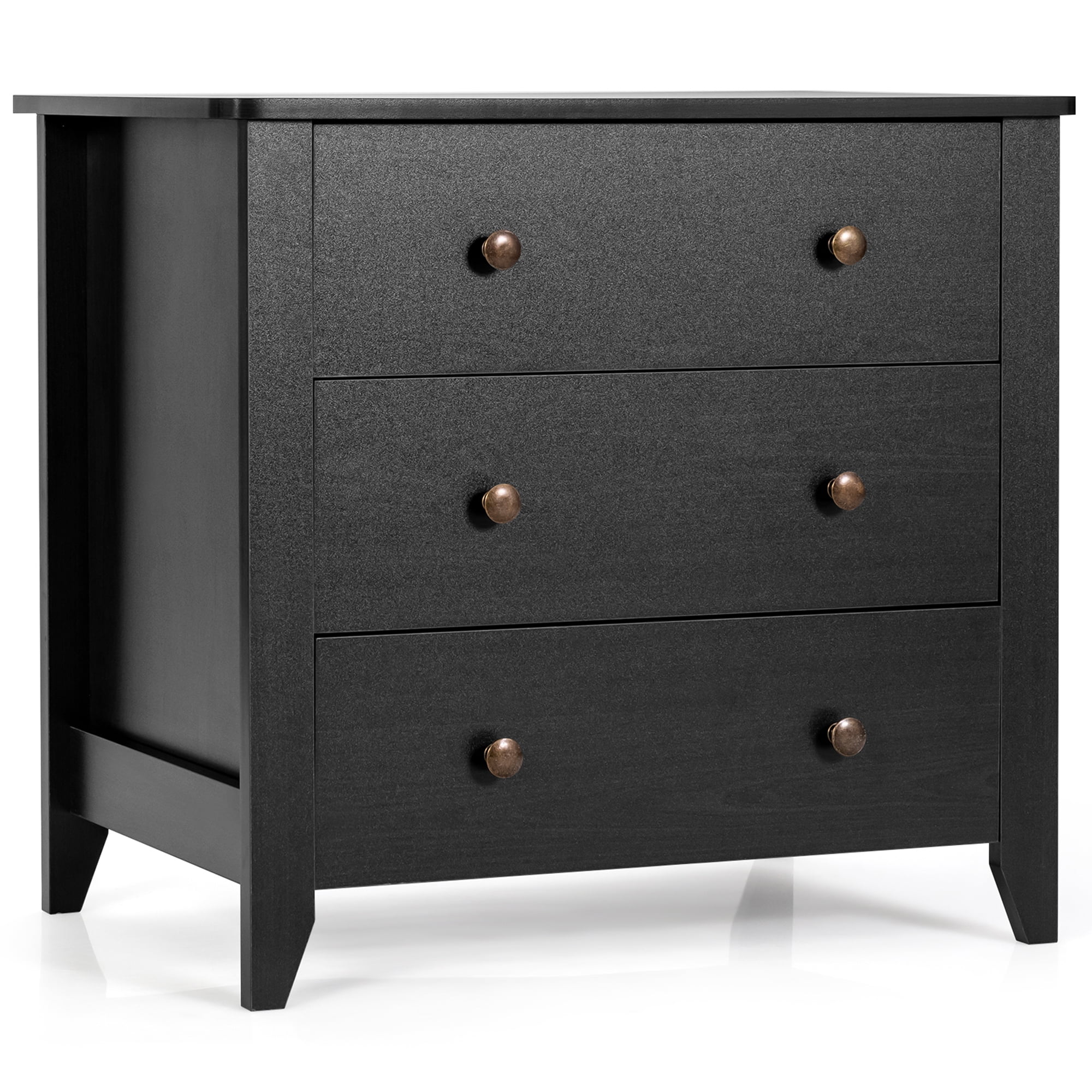 Gymax Wooden 3 Drawer Dresser Chest - Bedside Furniture for Living Room ...